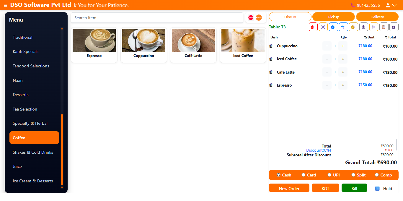 Cafe Dashboard